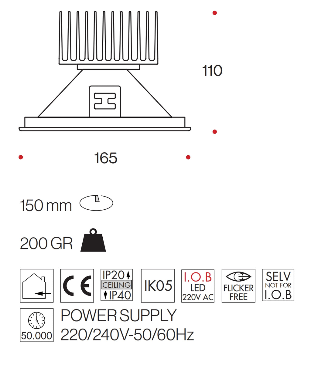 Polo 165 - Professional High-Efficiency Recessed LED Spotlight