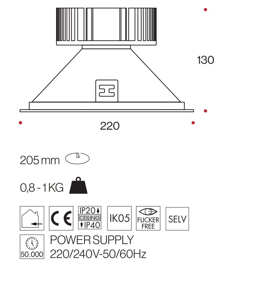 Polo 220 - Professional High-Efficiency Recessed LED Spotlight