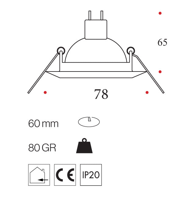 Faretto ad incasso in alluminio per lampadina LED MR16 (10pz)