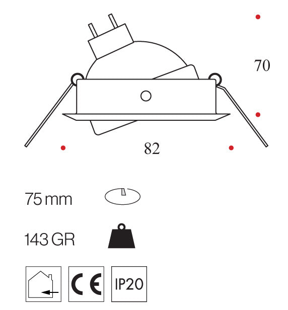 Faretto ad incasso ORIENTABILE in alluminio per lampadina LED MR16 (10pz)