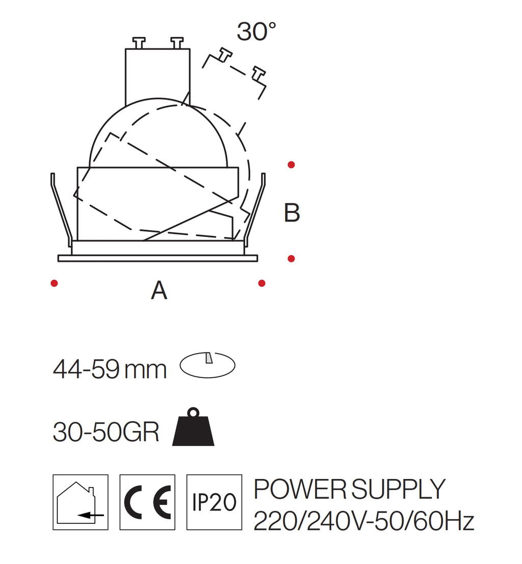 Faretto da Incasso LED GU10 Recessed Apua - Alluminio Pressofuso