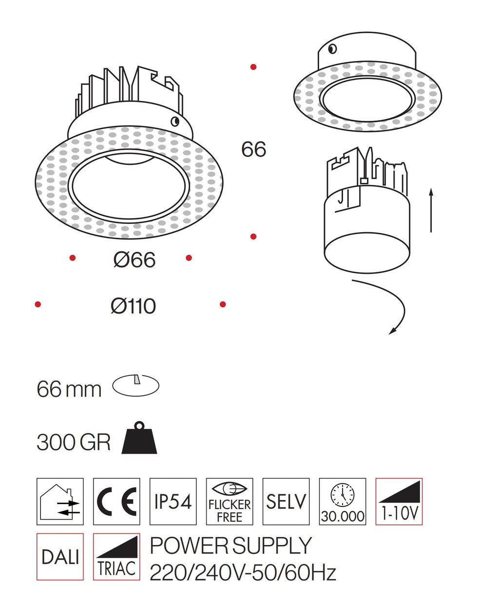 10W Recessed Trimless LED Spotlight - Totally Disappearing