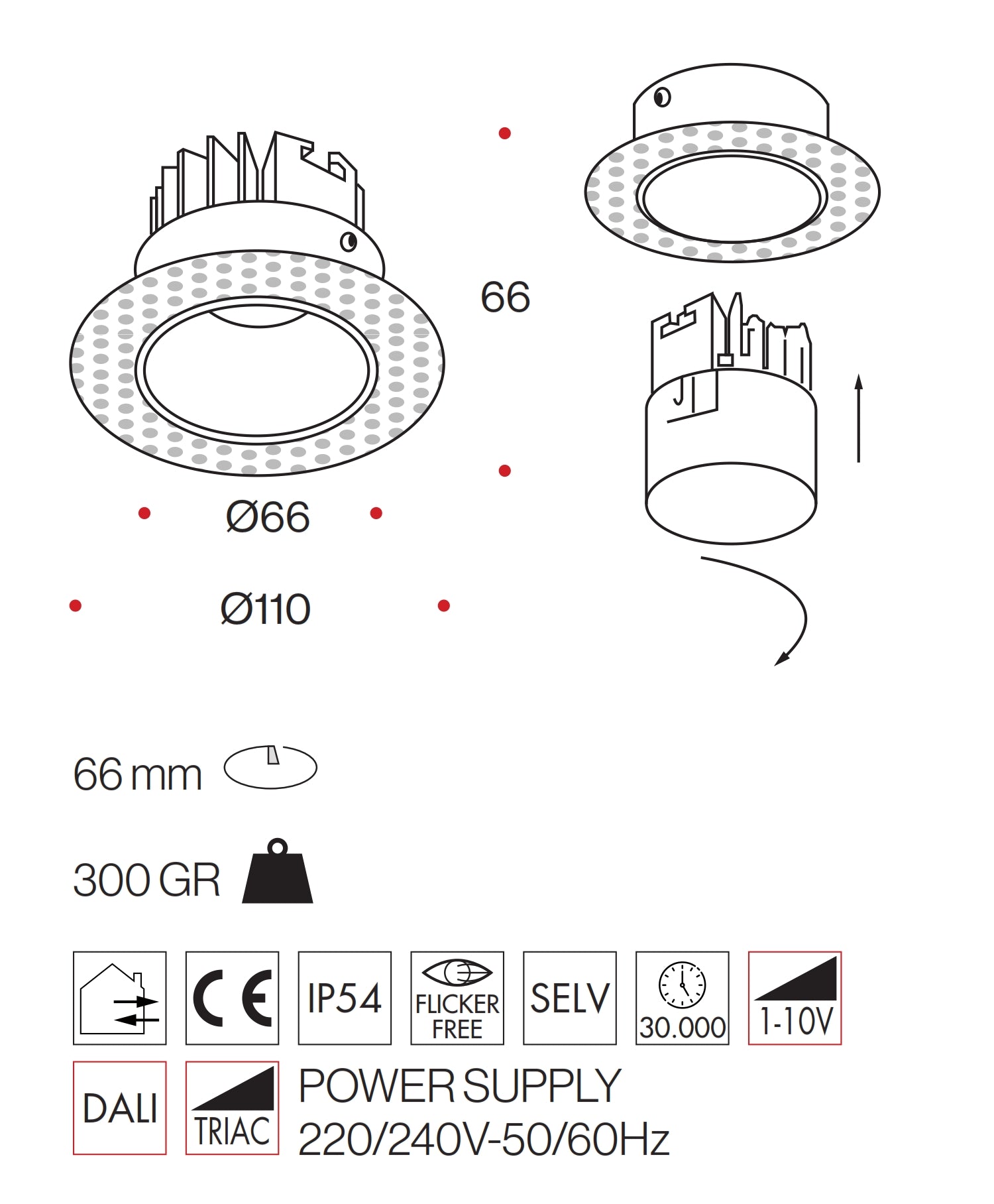 Faretto LED Incasso Recessed Trimless 10W - Scomparsa Totale