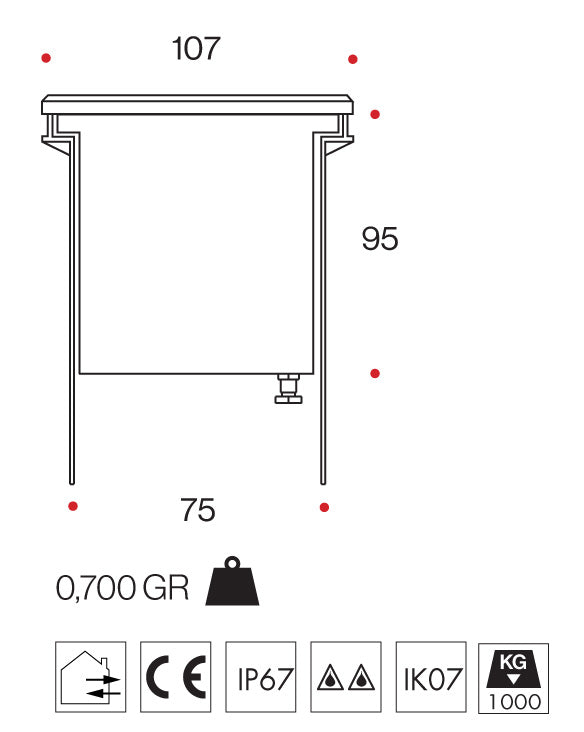 Faretto Incasso Pavimento Acciaio Inox IP68 Carrabile LED MR16 (Dicroica) GU10 con emissione luce radiale