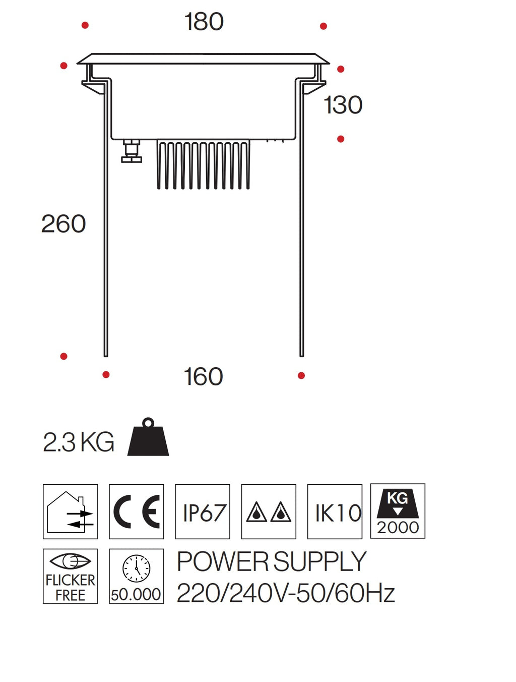 Faretto LED da Incasso Pavimento 18W - Acciaio Inox AISI 316 Carrabile