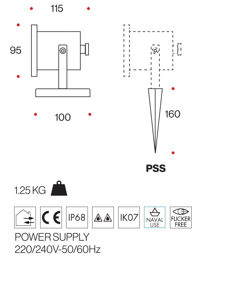 6W IP68 LED Underwater Spotlight for Pools - AISI 316 Stainless Steel Cyclone