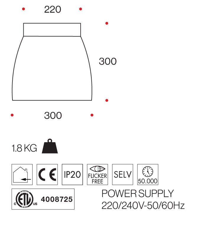 Sospensione in allumino con modulo LED 40W alta luminosità