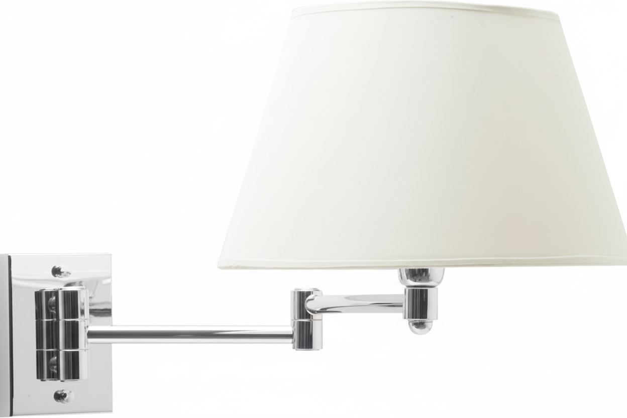 Applique Parete Doppio Braccio Ottone con Paralume Stoffa E14 - Design Classico