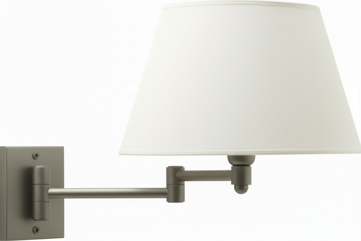 Applique Parete Doppio Braccio Ottone con Paralume Stoffa E14 - Design Classico