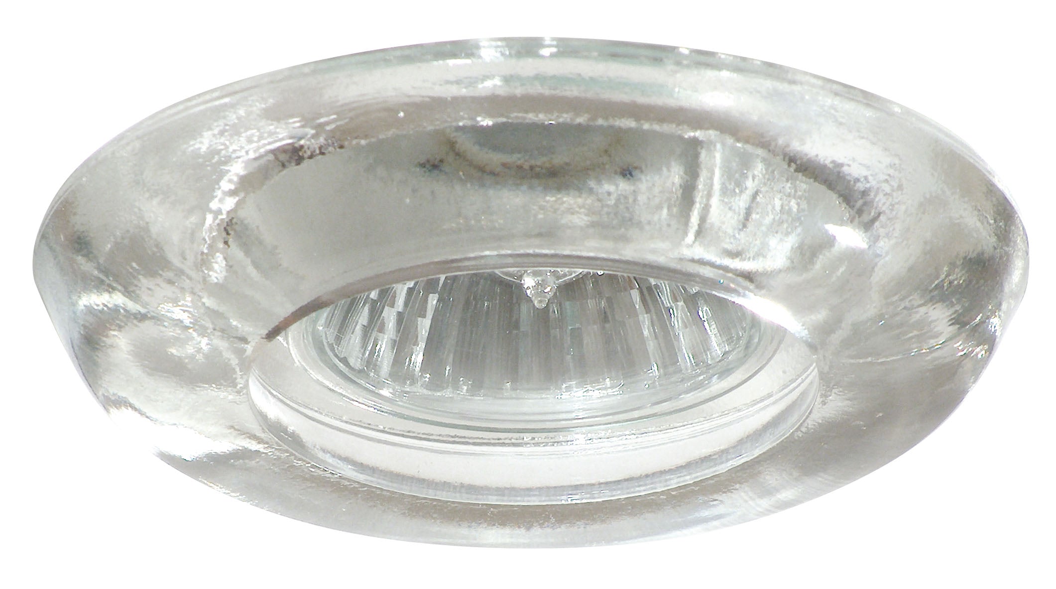 Faretto ad incasso con anello decorativo in vetro in diversi colori completo di lampadina alogena dicroica MR16