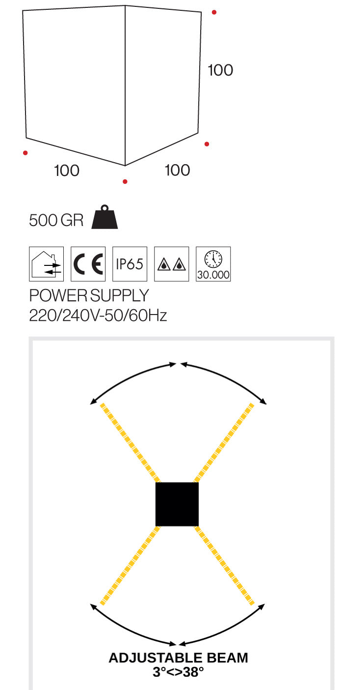Lampada da parete a LED 18W doppia emissione per esterno mod. Para