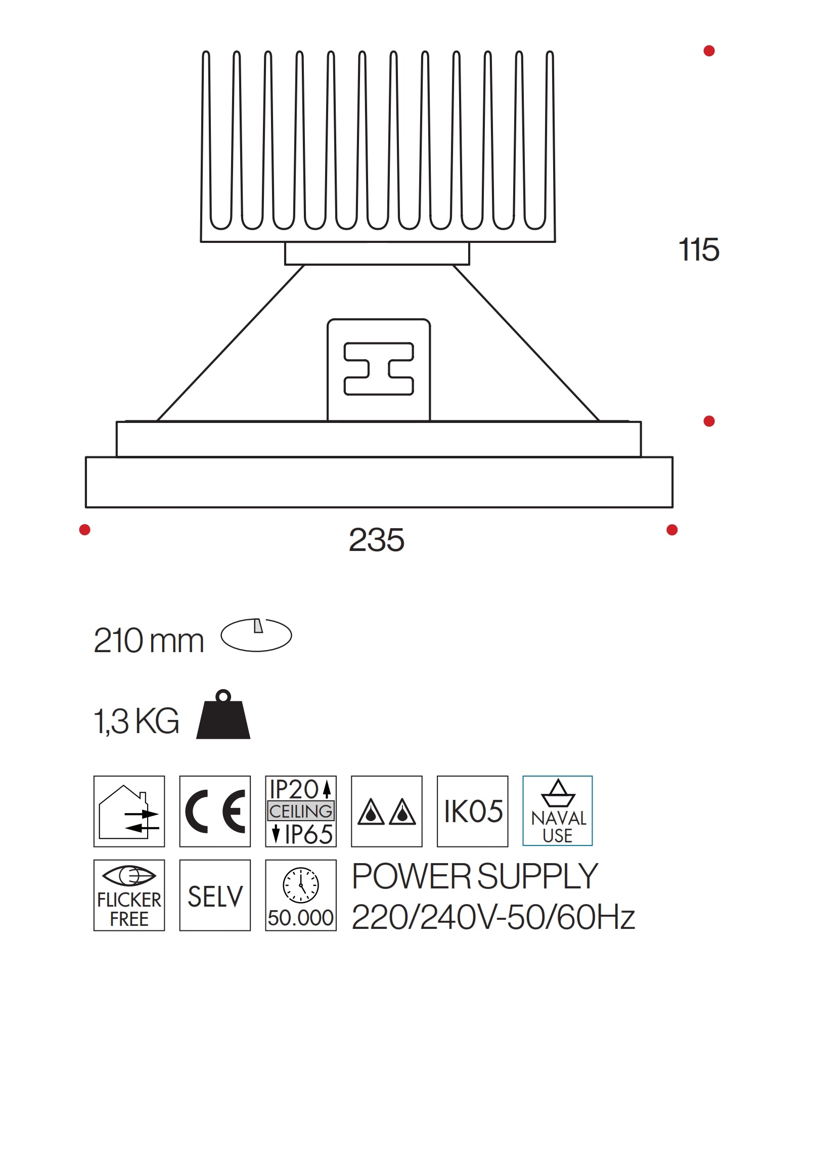 Faro LED Incasso Twister 235 IP65 - Alta Resa 25W/40W - Alluminio Professionale