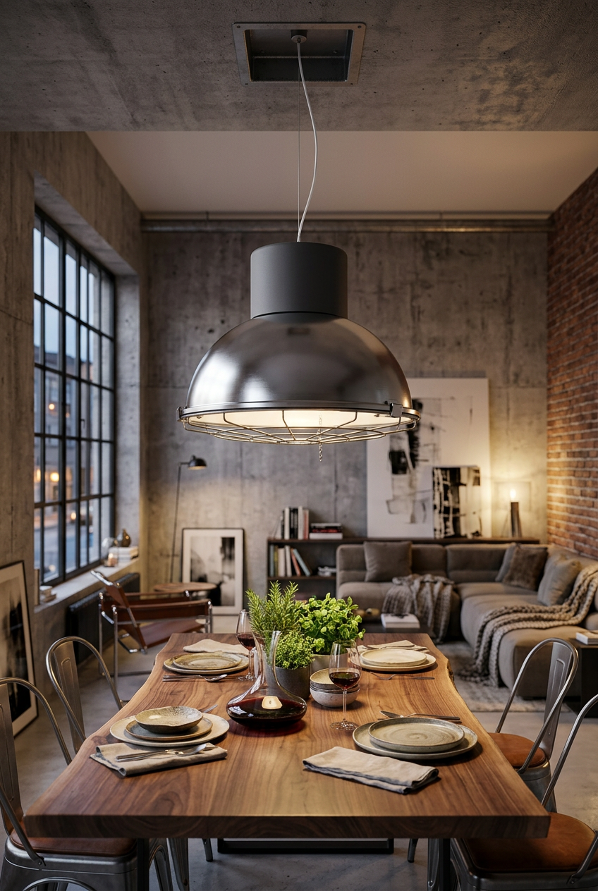 CUPOLA XT – Lampada a sospensione industriale E27 con griglia