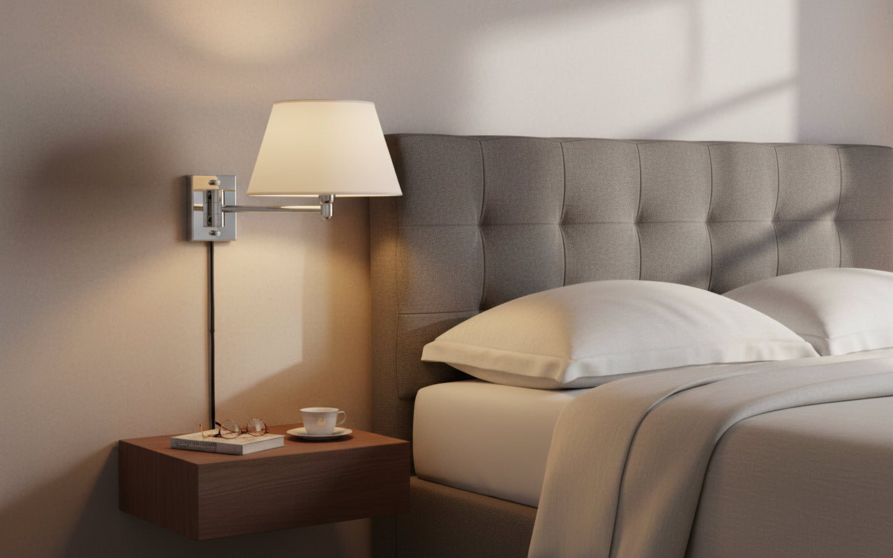 Lampada da parete braccio singolo  Ottone/Acciaio con paralume E14