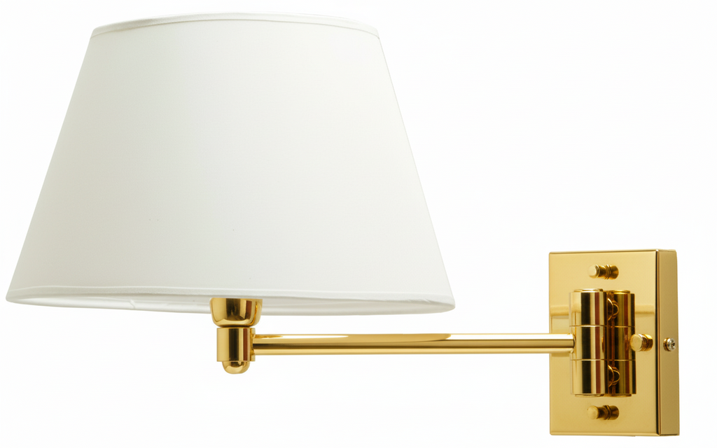 Lampada da parete braccio singolo  Ottone/Acciaio con paralume E14